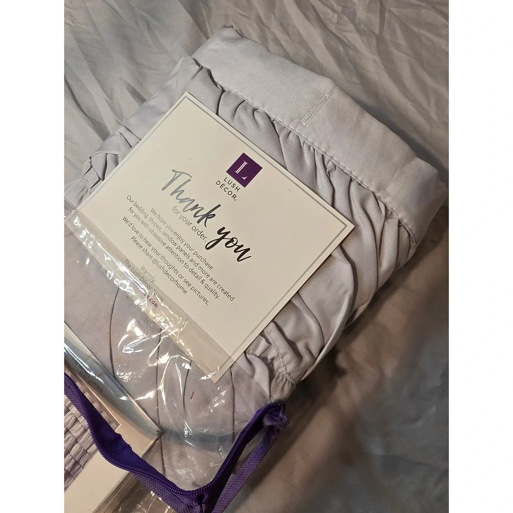 Lush Decor Ruffle Shower Curtain 72x72 Lilac Purple Gray Polyester Boho Chic NEW